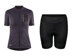 Craft ADV Offroad W 1910581 cyklodres - sivá + Force CHARM LADY čierne cyklokraťasy