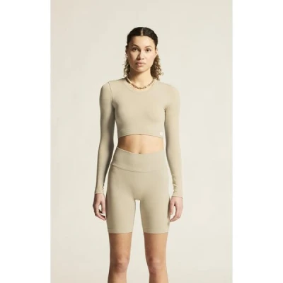 Craft Collective Rib Cropped LS W 1916014 dámský top - hnědá (608000)