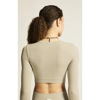 Craft Collective Rib Cropped LS W 1916014 dámský top - hnědá (608000)