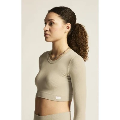 Craft Collective Rib Cropped LS W 1916014 dámský top - hnědá (608000)