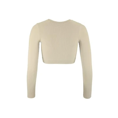 Craft Collective Rib Cropped LS W 1916014 dámský top - hnědá (608000)