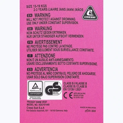 Cressi Dětská plavecká vesta FROGGY POUZE 3/6 let (18/25 kg) žlutá/modrá (VÝPRODEJ)