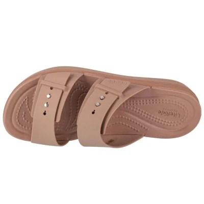 Crocs Brooklyn Buckle Low Wedge W latte dámské sandály