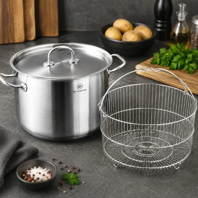 Cs Solingen Hrnec s poklicí a košíkem nerezová ocel 10 l / pr. 28 x 18 cm PRO-X