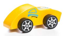 Cubika DŘEVO Baby autíčko 12cm žlutá závodnička (dřevěná hračka)