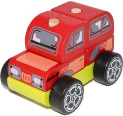 Cubika DŘEVO Baby autíčko Vůz Terénní navlékací stavebnice set 5 dílků