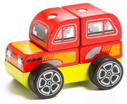 Cubika DŘEVO Baby autíčko Vůz Terénní navlékací stavebnice set 5 dílků