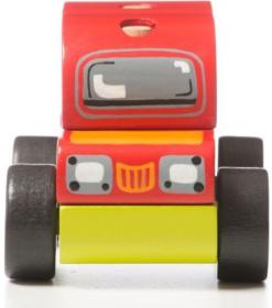 Cubika DŘEVO Baby autíčko Vůz Terénní navlékací stavebnice set 5 dílků