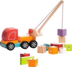 Cubika DŘEVO Baby Autojeřáb set s kostkami 10ks s magnetem pro miminko