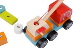 Cubika DŘEVO Baby Autojeřáb set s kostkami 10ks s magnetem pro miminko