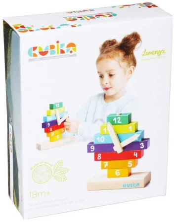 Cubika DREVO Baby Hodiny magnetické navliekačka stavebnica set 10 dielikov