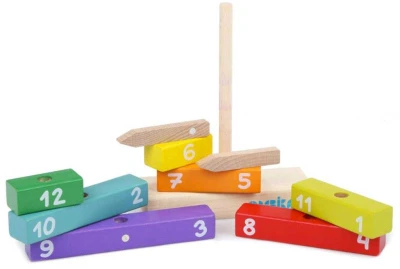Cubika DREVO Baby Hodiny magnetické navliekačka stavebnica set 10 dielikov