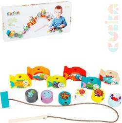 Cubika DŘEVO Baby Mořská zvířátka navlékací set 12 dílků provlékačka Cubika DŘEVO Baby Mořská zvířátka navlékací set 12 dílků provlékačka