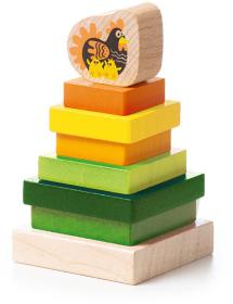 Cubika DŘEVO Baby Pyramida 8 dílků navlékací skládačka se slepičkou