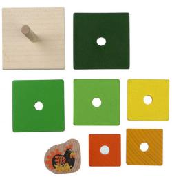 Cubika DŘEVO Baby Pyramida 8 dílků navlékací skládačka se slepičkou