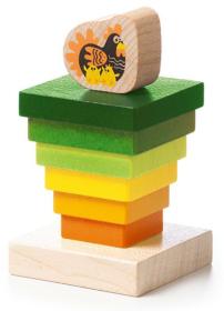 Cubika DŘEVO Baby Pyramida 8 dílků navlékací skládačka se slepičkou
