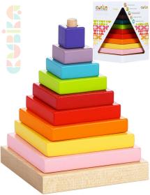 Cubika DŘEVO Baby Pyramida duhová navlékací stavebnice set 9 dílků Cubika DŘEVO Baby Pyramida duhová navlékací stavebnice set 9 dílků