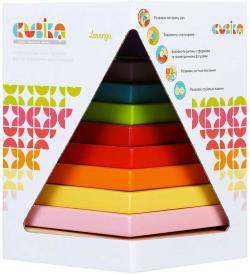 Cubika DŘEVO Baby Pyramida duhová navlékací stavebnice set 9 dílků