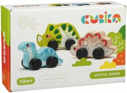 Cubika DŘEVO Baby veselí dinosauři zvířátko na kolečkách set 3ks