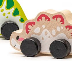 Cubika DŘEVO Baby veselí dinosauři zvířátko na kolečkách set 3ks