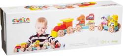 Cubika DŘEVO Baby Vláček s auty navlékací stavebnice set 14 dílků