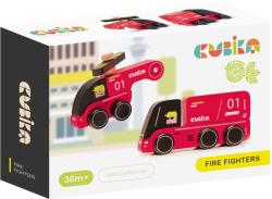 Cubika DŘEVO Hasiči set autíčko + vrtulník (dřevěná hračka)
