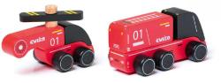 Cubika DŘEVO Hasiči set autíčko + vrtulník (dřevěná hračka)