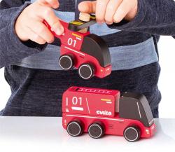Cubika DŘEVO Hasiči set autíčko + vrtulník (dřevěná hračka)