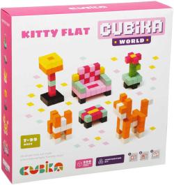 Cubika DŘEVO Pixel Stavebnice 3D Pokojík s kočičkou 200 dílků 1x1cm