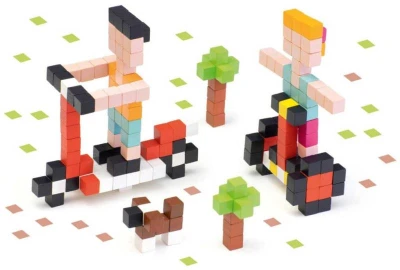 Cubika DŘEVO Pixel Stavebnice 3D Rychlá kola 200 dílků 1x1cm
