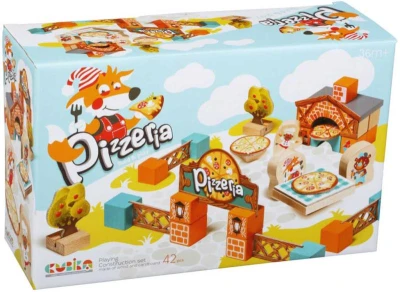 Cubika DŘEVO Pizzeria 30 dílků s kartonovými doplňky (stavebnice)