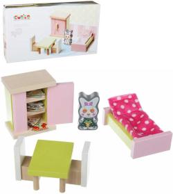 Cubika DŘEVO Pokojíček nábytek pro panenky s figurkou a magnetickými oblečky