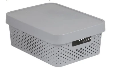 Curver Box Infinity Dots 11L s víkem světle šedý