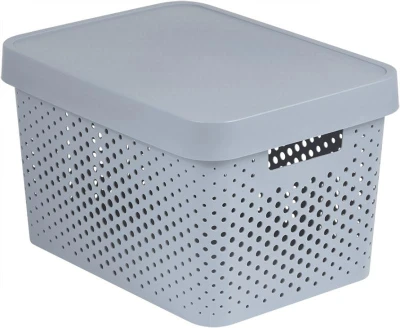 Curver Box Infinity Dots 17L s víkem světle šedý