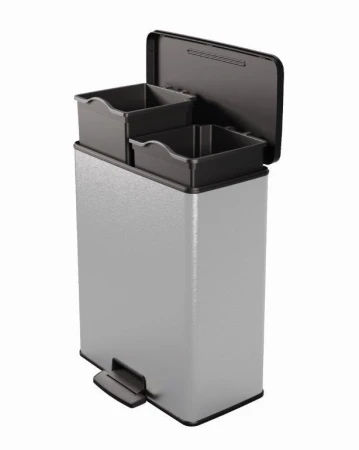 Curver Odpadkový koš Deco Bin Duo 26 l + 26 l stříbrný Curver Odpadkový koš Deco Bin Duo 26 l + 26 l stříbrný