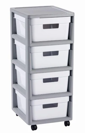 Curver Regál Infinity 4x11L se zásuvkami šedobílý Curver Regál Infinity 4x11L se zásuvkami šedobílý