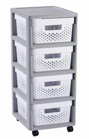 Curver Regál Infinity Dots 4x11L se zásuvkami bílošedý Curver Regál Infinity Dots 4x11L se zásuvkami bílošedý
