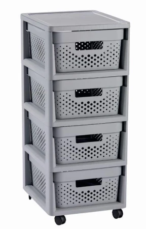 Curver Regál Infinity Dots 4x11L se zásuvkami světle šedý Curver Regál Infinity Dots 4x11L se zásuvkami světle šedý