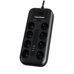 CyberPower přepěťová ochrana, 8 českých zásuvek, 2x USB CyberPower přepěťová ochrana, 8 českých zásuvek, 2x USB