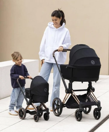 CYBEX Kočárek Black černý skládací 3v1 pro panenku miminko