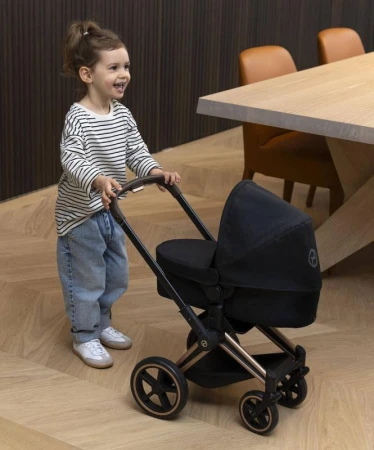 CYBEX Kočárek Black černý skládací 3v1 pro panenku miminko