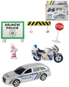 Dálniční policie ČR set 2 vozidla s dopravním značením na baterie Světlo Zvuk kov Dálniční policie ČR set 2 vozidla s dopravním značením na baterie Světlo Zvuk kov