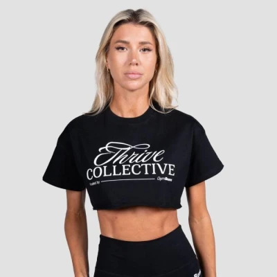 GymBeam Dámske cropped tričko Thrive Black