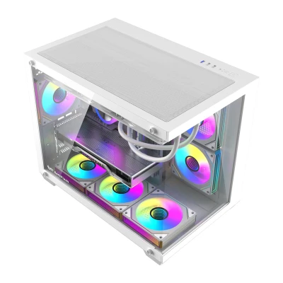 DarkFlash B275 PRO bílá + 6 ventilátorů, počítačová skříň