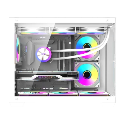 DarkFlash B275 PRO bílá + 6 ventilátorů, počítačová skříň