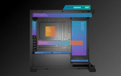 Darkflash C218M černá počítačová skříň s 6 ventilátory ARGB