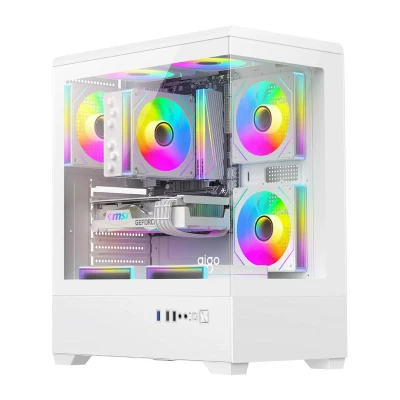 DarkFlash C365 bílá počítačová skříň s 5 ventilátory