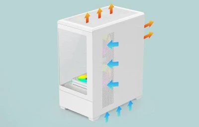 DarkFlash C365 bílá počítačová skříň s 5 ventilátory