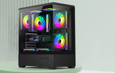DarkFlash C365 černá počítačová skříň s 5 ventilátory