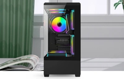 DarkFlash C365 černá počítačová skříň s 5 ventilátory